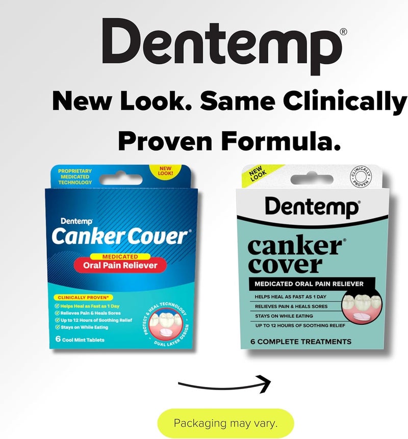 Dentemp غطاء القرح - دواء قرح الفم مسكن للألم (6 قطع) - علاج قرح الفم لتخفيف ألم القرح، قرح الفم وتهيج الفم - أقراص سريعة المفعول لتخفيف قرح الفم للبالغين - Image 3